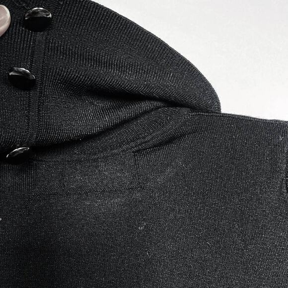 Club Monaco Womens XS Black Wool Split Collar Turtleneck Sweater Button Cuffs - Picture 7 of 12